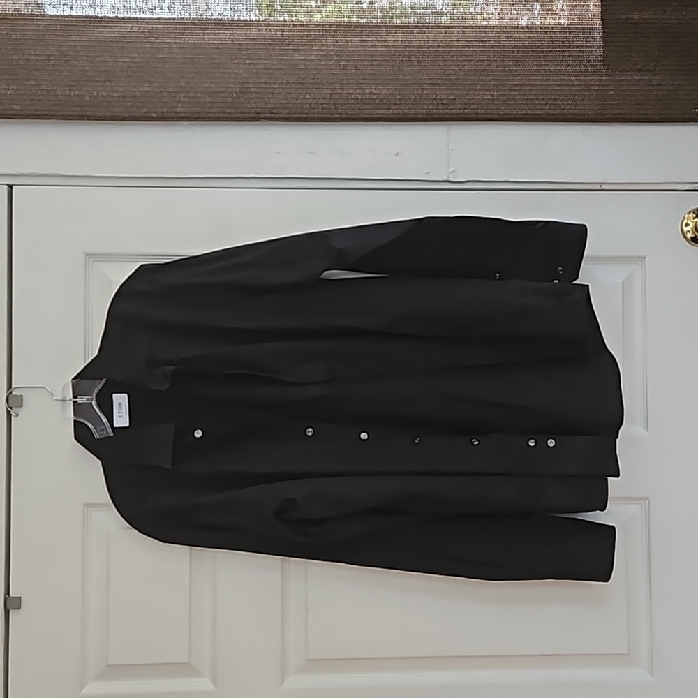 (Men) Eton Contemporary Black Shirt Suit